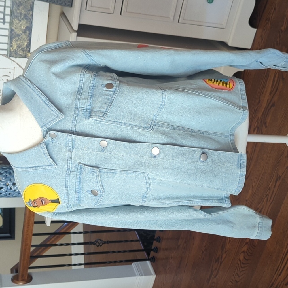 Disney Pixar Soul Denim Jean Jacket Love Saxophone Jazz Artistic Patches Sz XL - Picture 5 of 12